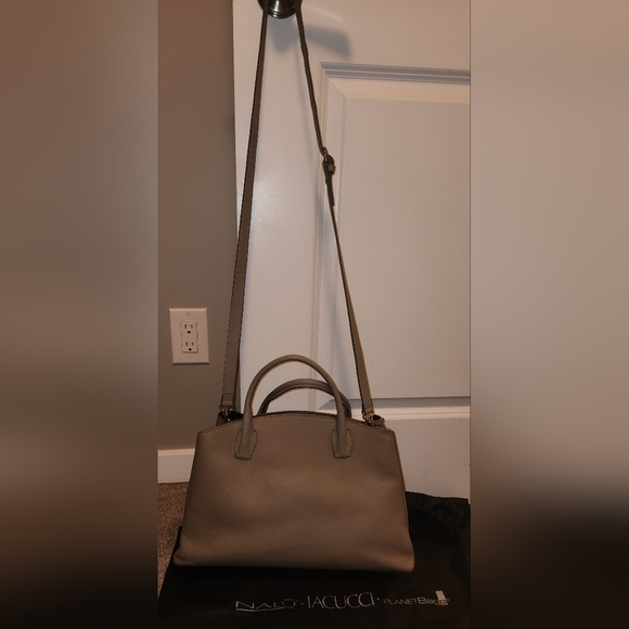 Iacucci Pebbled Italian Leather Tote Satchel Handbag in Stone Beige;New w/o Tags - Picture 7 of 16